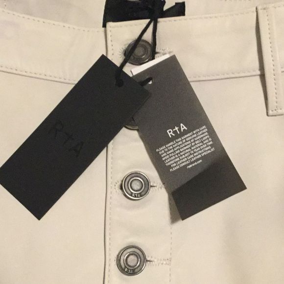 RTA Dash Leather Shorts In Cream - Picture 11 of 15